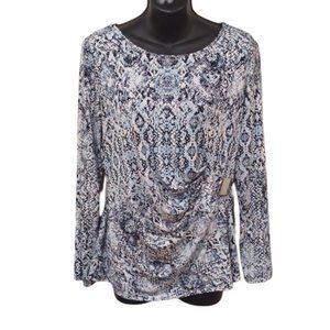 Calvin Klein Pull on Animal Print Faux Wrap Stretch Top- Sz. Med